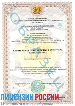 Образец сертификата соответствия аудитора №ST.RU.EXP.00014300-2 Сатка Сертификат OHSAS 18001
