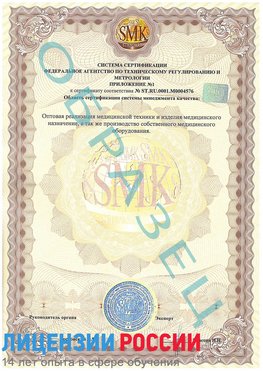 Образец сертификата соответствия (приложение) Сатка Сертификат ISO 13485